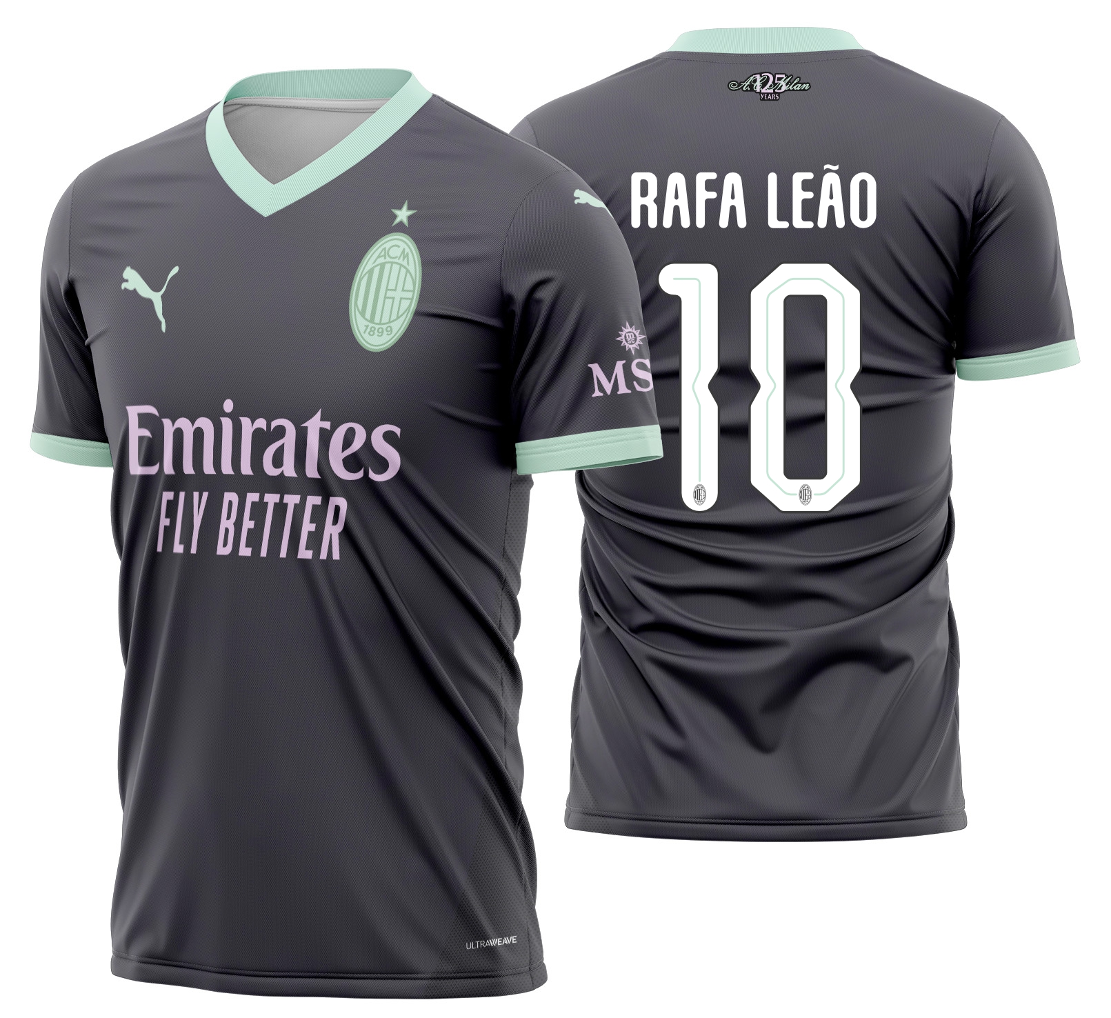 Arte vetor camisa AC Milan Alternativa 2024-2025