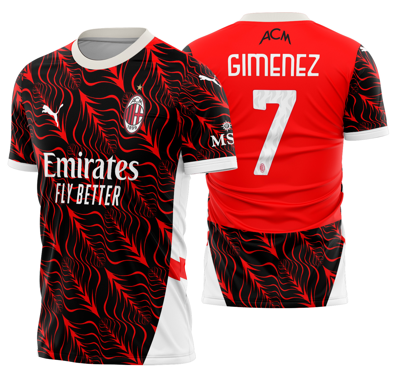 Arte Vetor Camisa AC Milan Concept 2025-2026