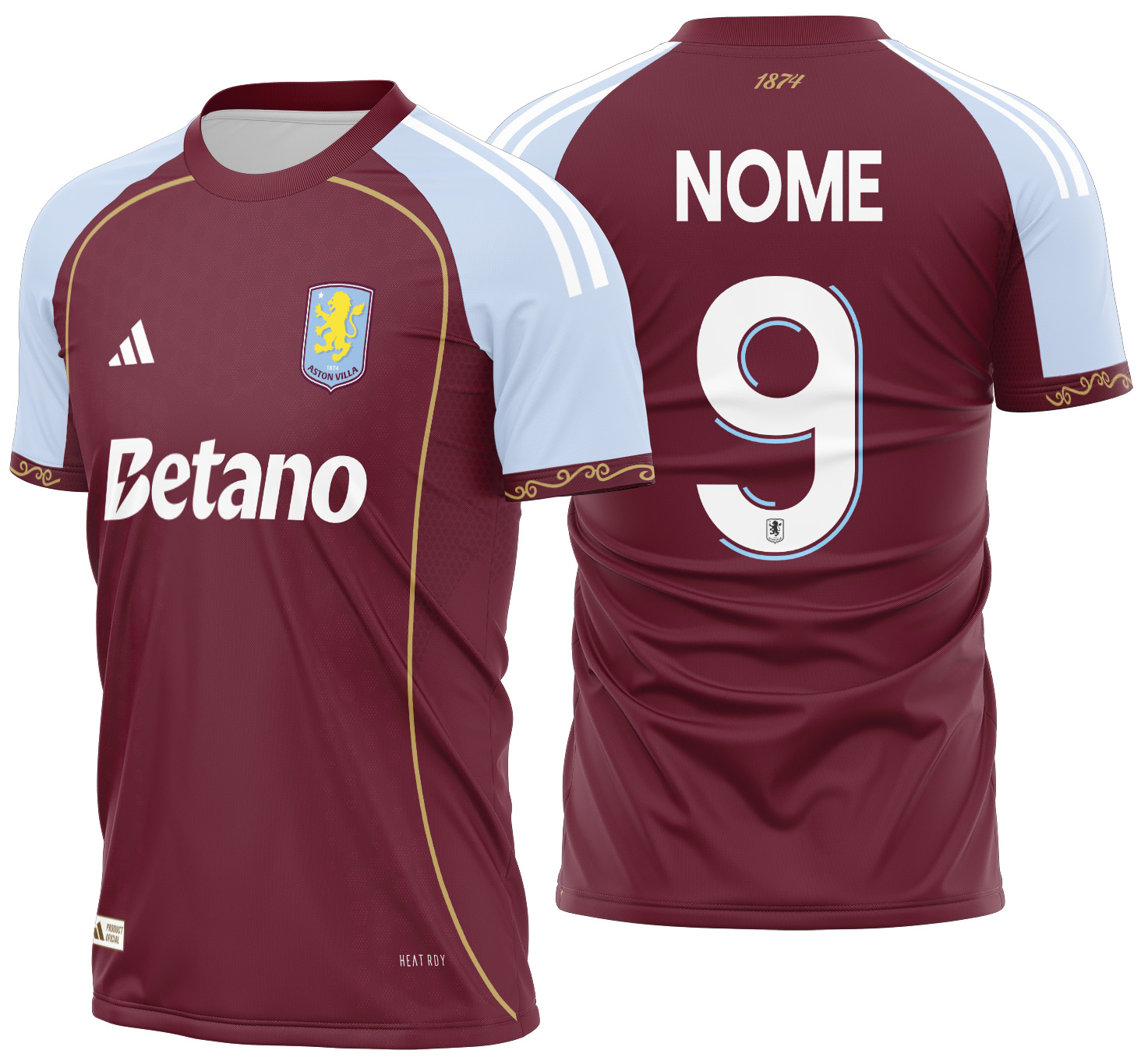 Arte vetor camisa Aston Villa Local 2025-2026