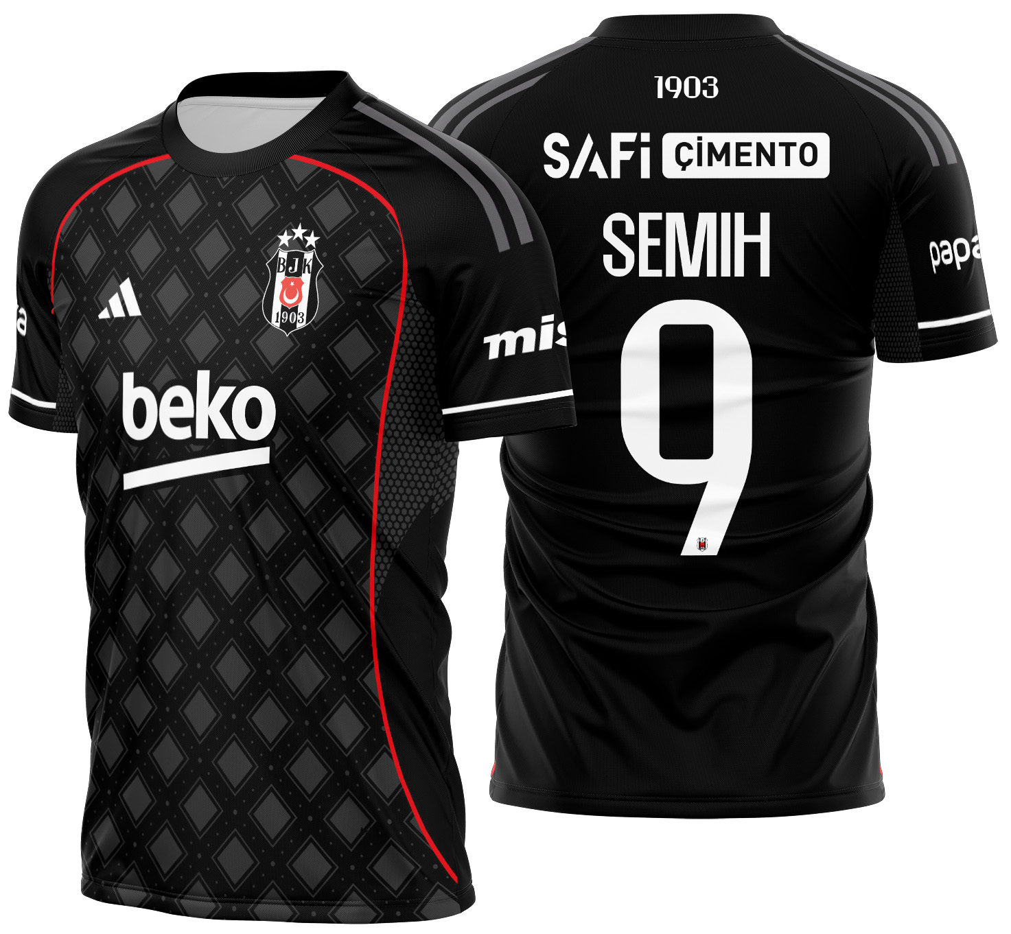 Arte Vetor Camisa Besiktas Tercera 2025-2026