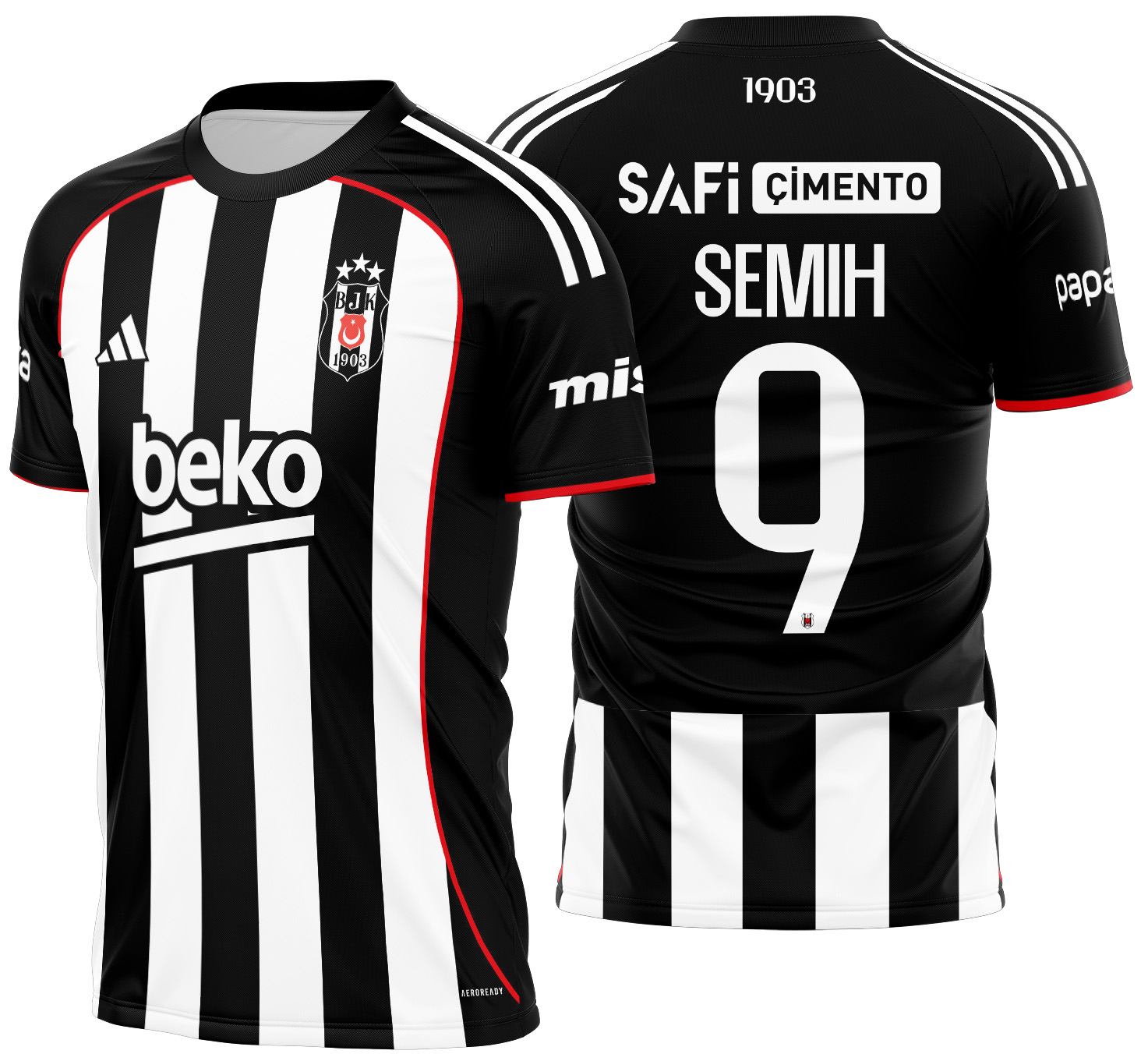 Arte Vetor Camisa Besiktas Visita 2025-2026