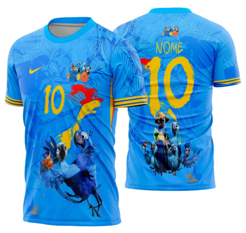 Arte Vetor Camisa Interclasse Arara Azul Apaixonados Mod-779