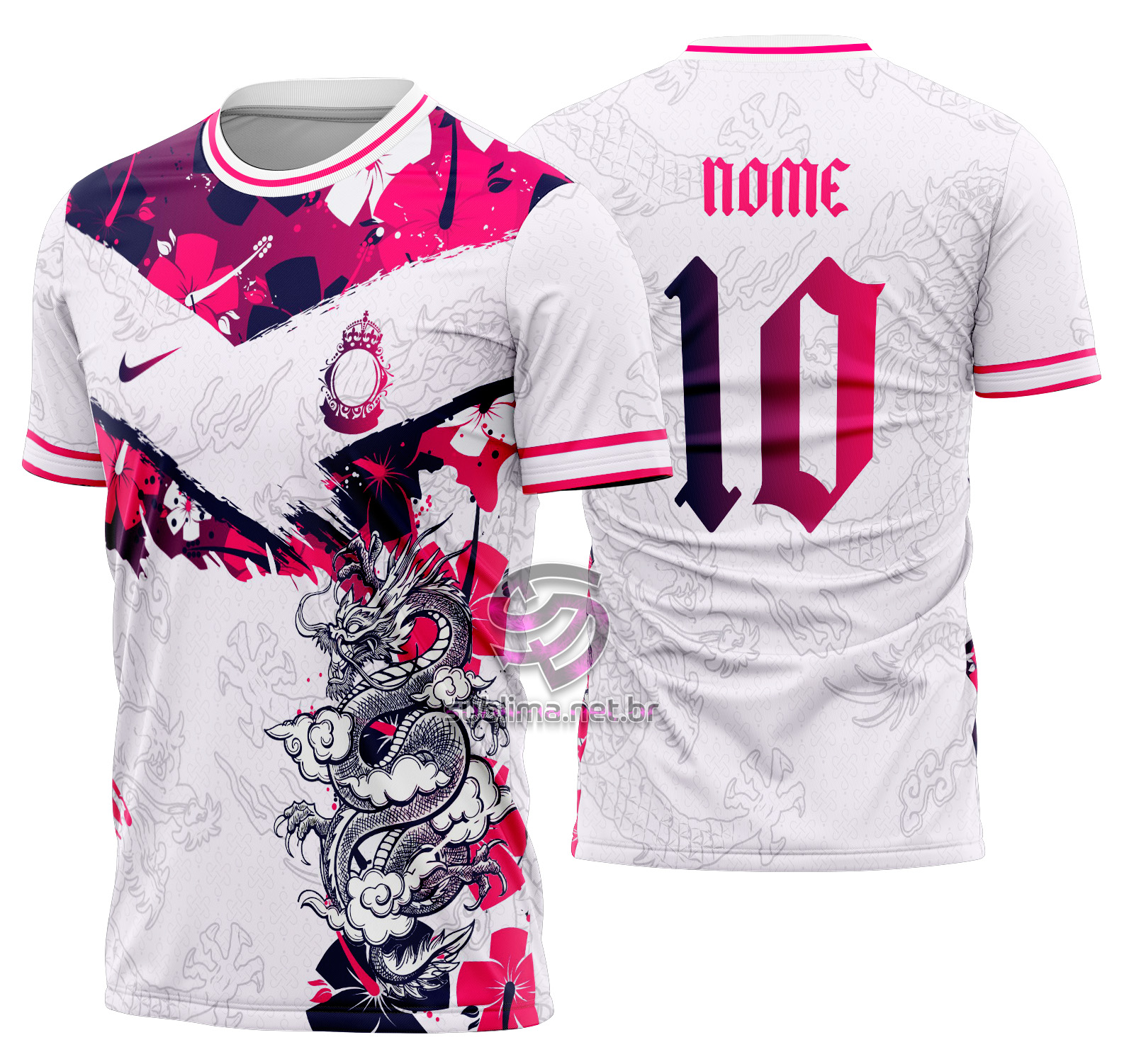 Arte Vetor Camisa Interclasse Dragão floral Mod-702