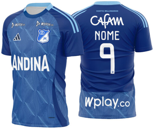 Arte vetor camisa Millonarios Local 2025