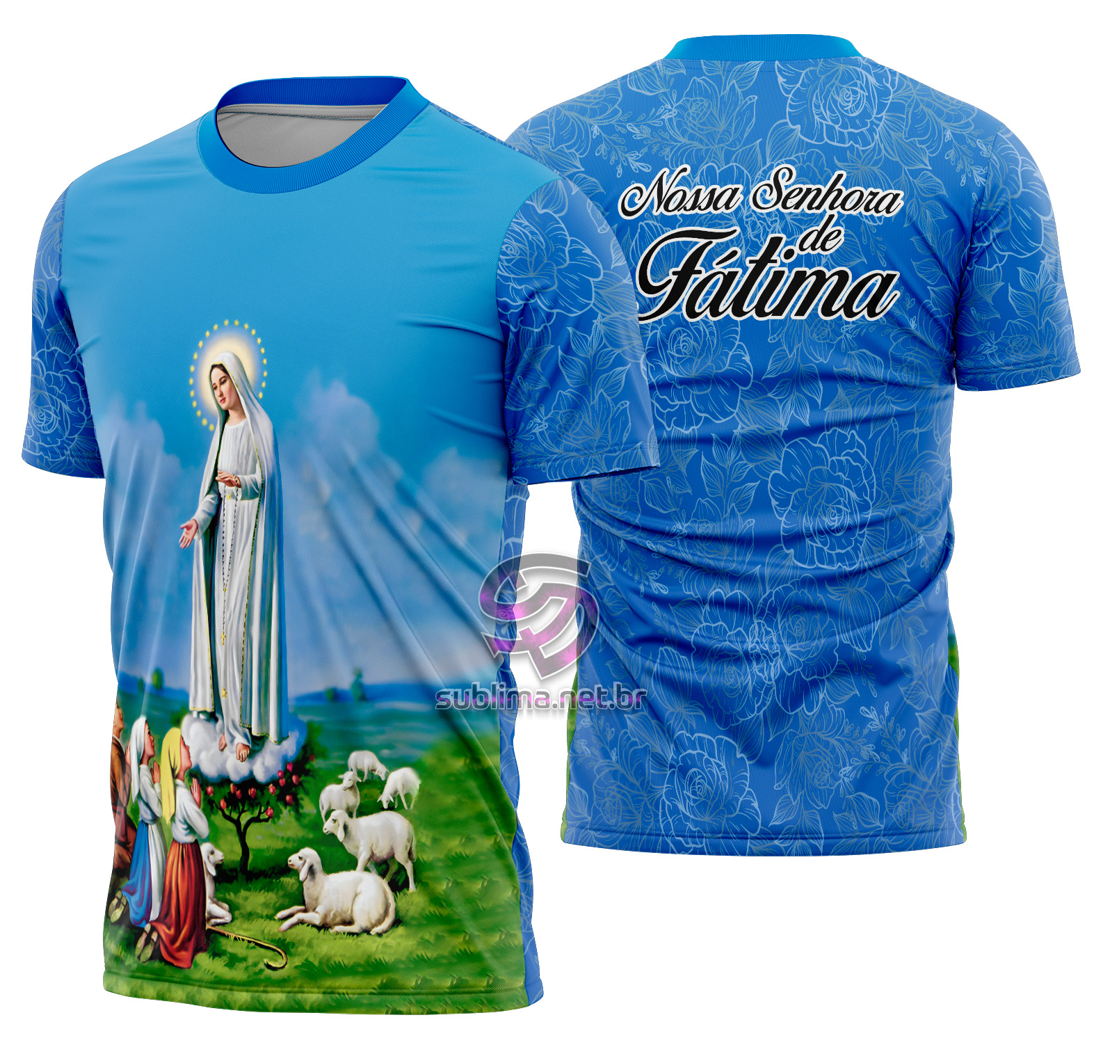 Arte estampa camisa Nossa Senhora de Fatima