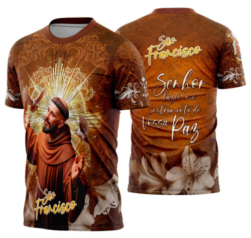 Arte estampa camisa São Francisco de Assis