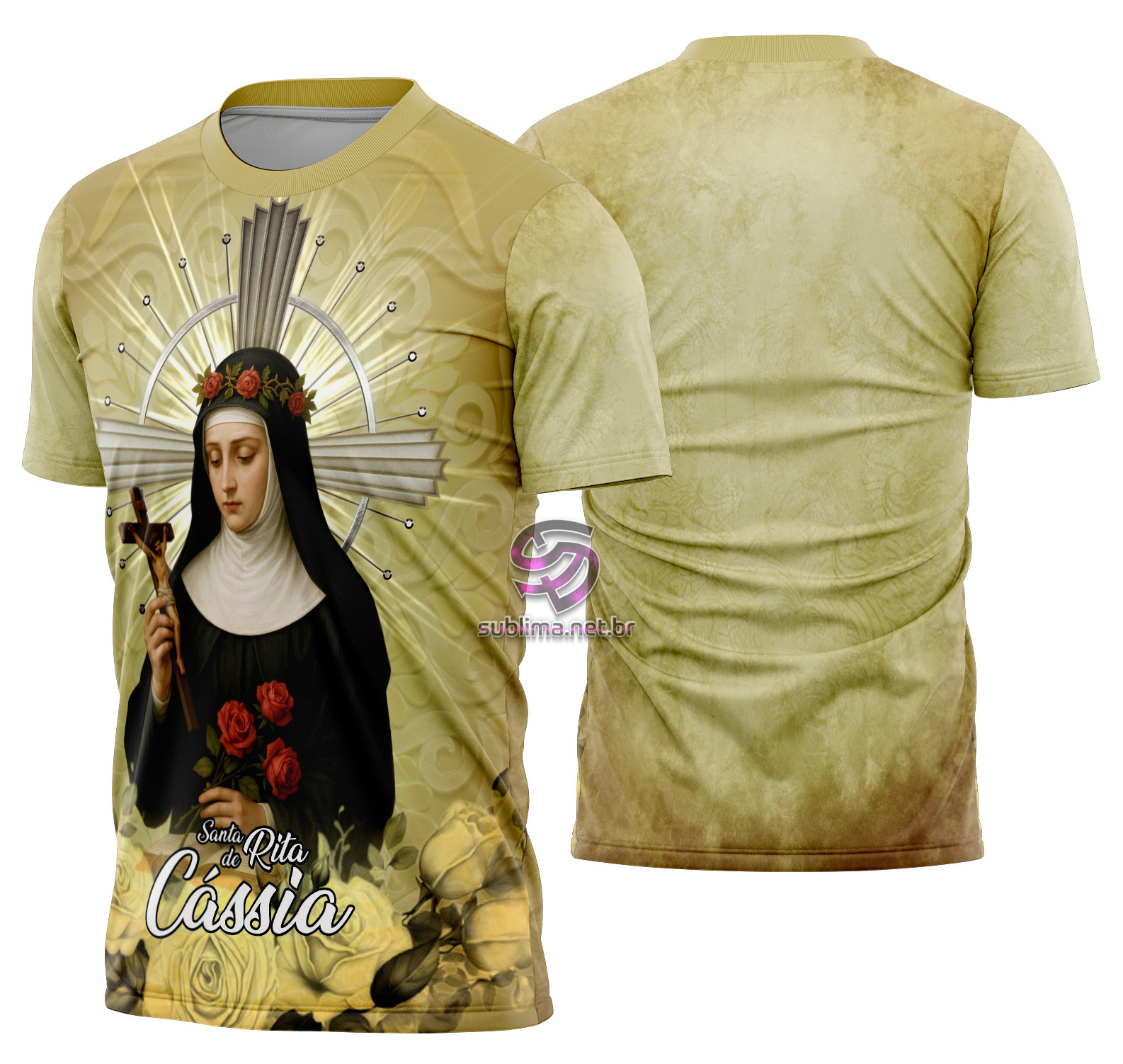 Arte estampa camisa Santa Rita de Cássia