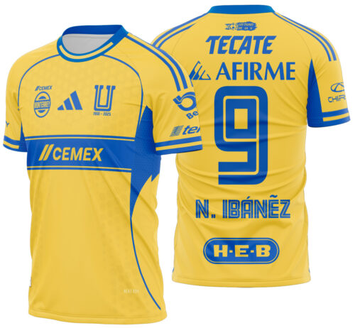 Arte Vetor Camisa Tigres UANL Local 2025-2026