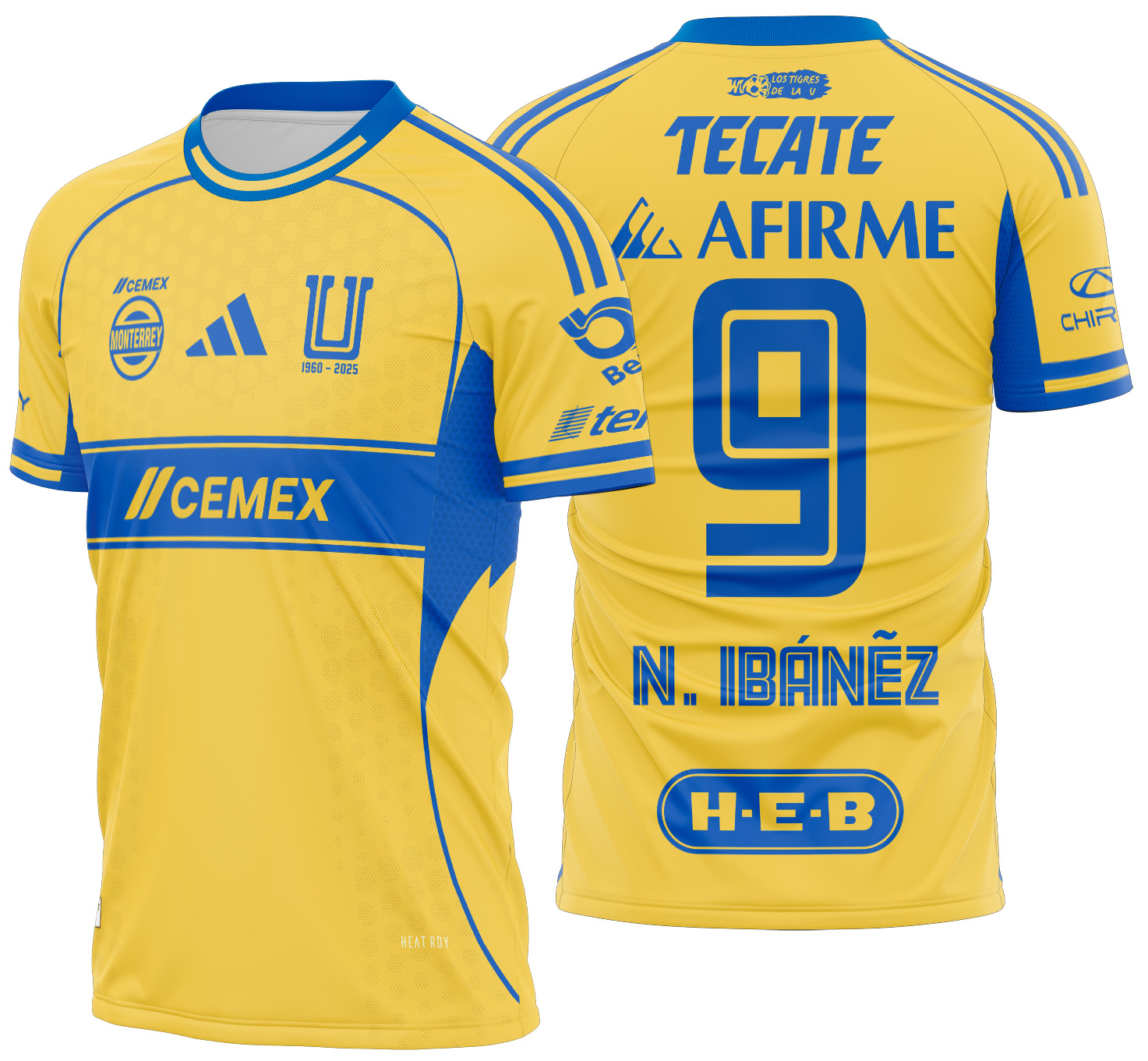 Arte Vetor Camisa Tigres UANL Local 2025-2026